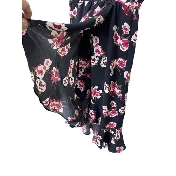 J.Crew Black Floral Print Faux Wrap High-Low Ruffle Hem Dress Size XS NWT - Picture 8 of 9